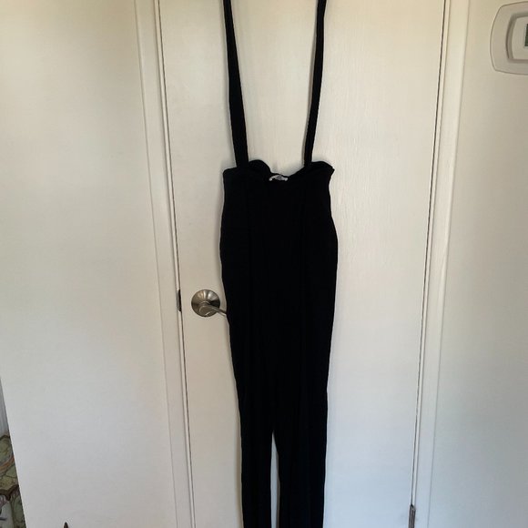 Leith Womens Black Wide Leg Pants with Suspenders Size Small - Picture 1 of 6
